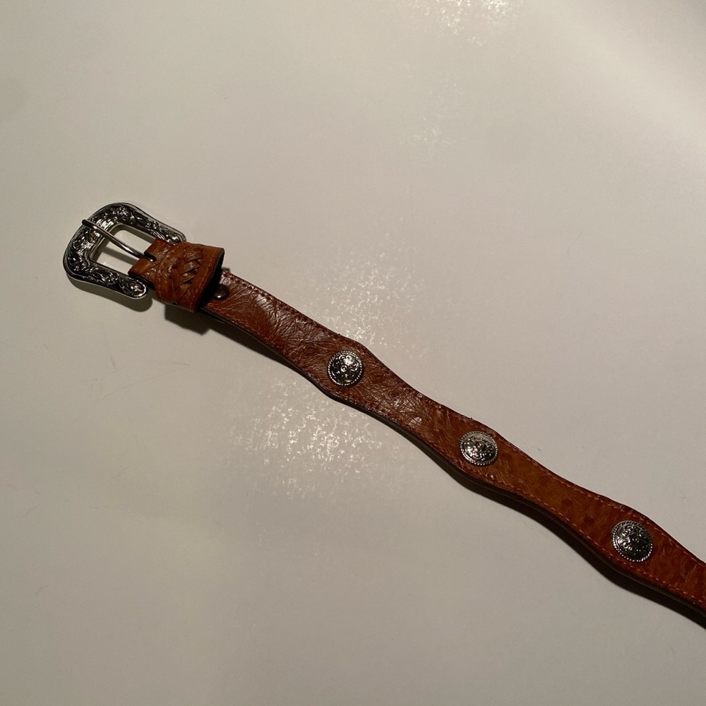 Brown Leather Western Belt with Silver Buckle